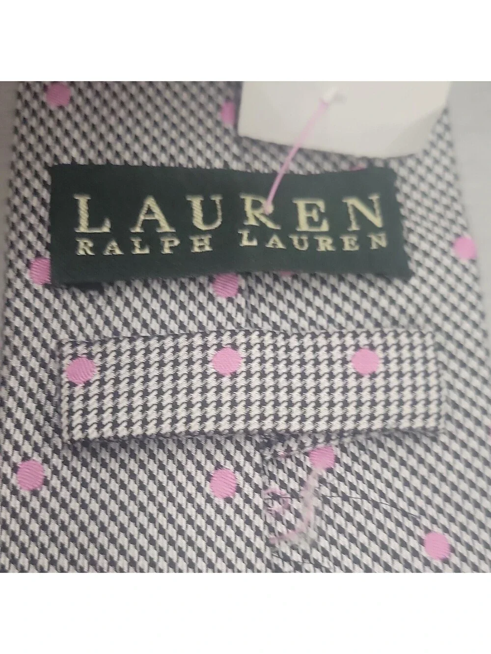Lauren Ralph Lauren Men's Gray & Pink Polka Dot Woven Necktie Tie